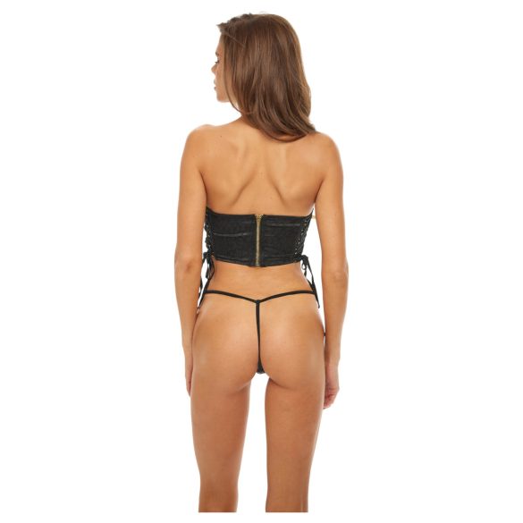 Bombshell - kropp, korset sa leopard printom i tanga (crna)