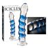 Icicles br. 5 - spiralno stakleno dildo (prozirno-plavo)