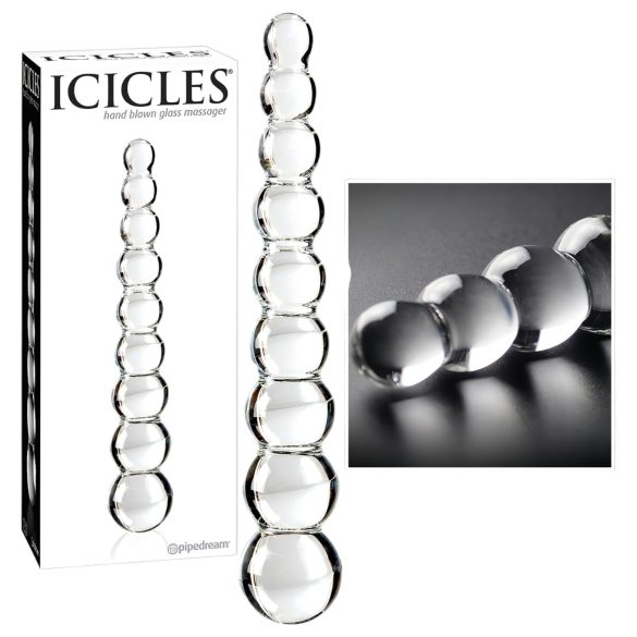 Icicles No. 2 - Stakleni dildo sa lopticama (prozirni)