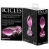 Icicles No. 48 - Stakleni Analni Čepić sa Cvetnim Detaljima (Roze)