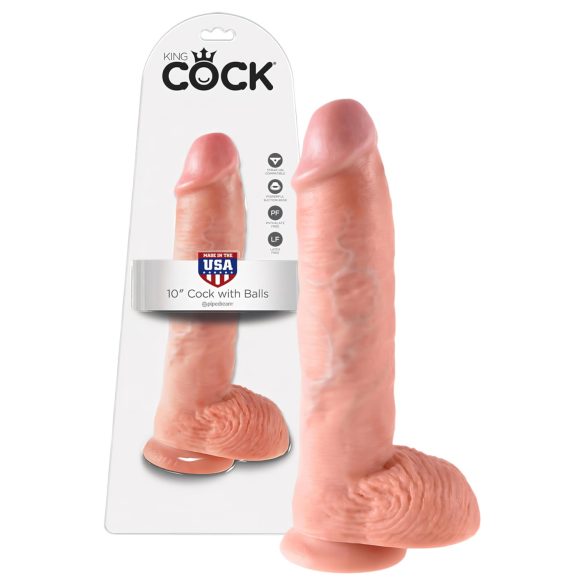 King Cock 10 s velikim testisima dildo (25 cm) - prirodna boja