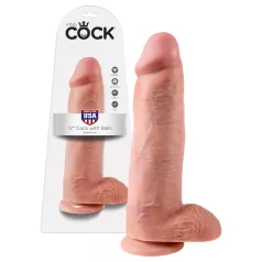   King Cock veliki dildo sa testisima 12" (30 cm) - prirodna boja