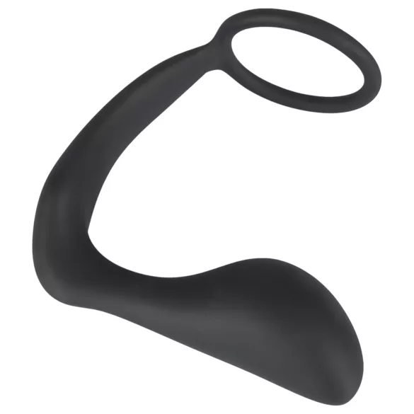 Crni baršun - analni plug s prstenom za penis (crni)