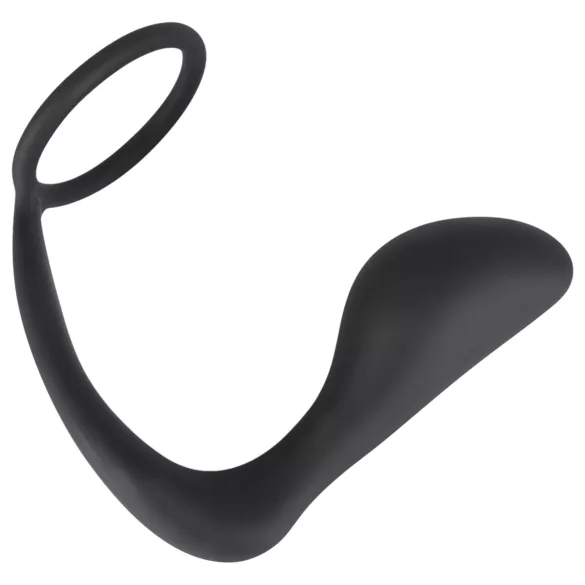 Crni baršun - analni plug s prstenom za penis (crni)