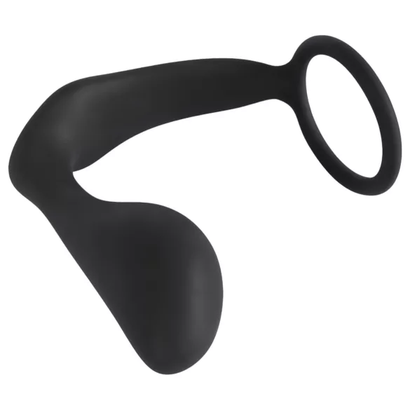 Crni baršun - analni plug s prstenom za penis (crni)