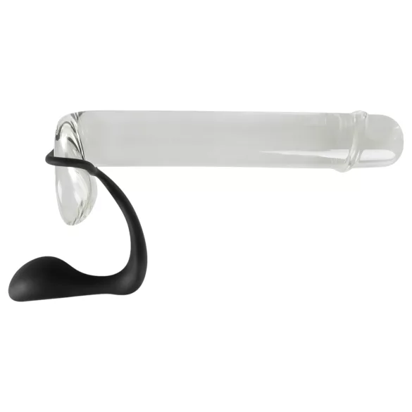 Crni baršun - analni plug s prstenom za penis (crni)