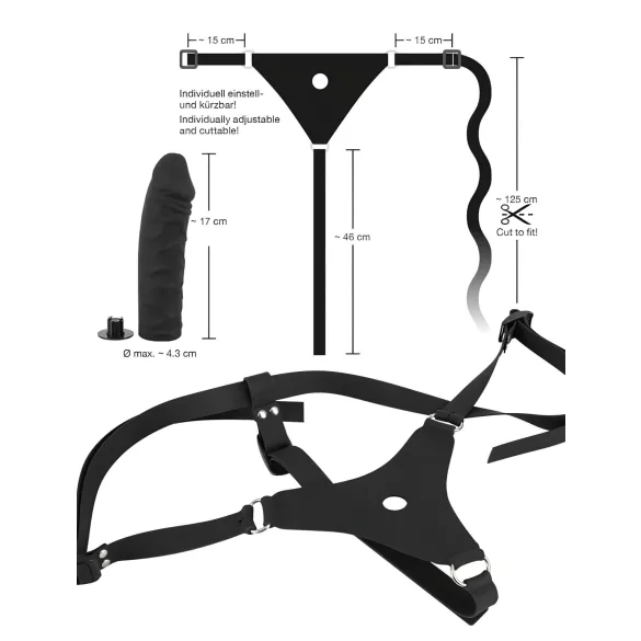 You2Toys - Silikonski Strap-On - može se pričvrstiti (crni)
