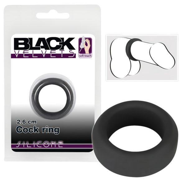 Crni Velvet - debelosteni prsten za penis (2,6 cm) - crni