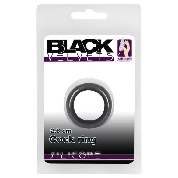 Crni Velvet - debelosteni prsten za penis (2,6 cm) - crni