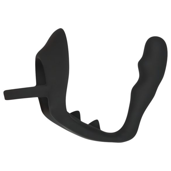 Black Velvet - analni dildo sa prstenovima za penis i testise (crno)