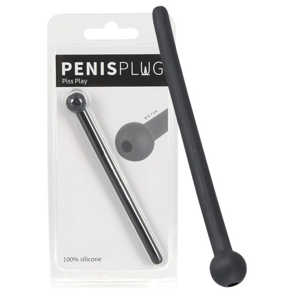 Dilator Piss Play - šuplji, silikonski proširivač mokraćne cevi (crni)