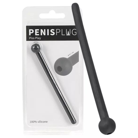 Dilator za Piss Play – šuplji, silikonski dilatator (crni)