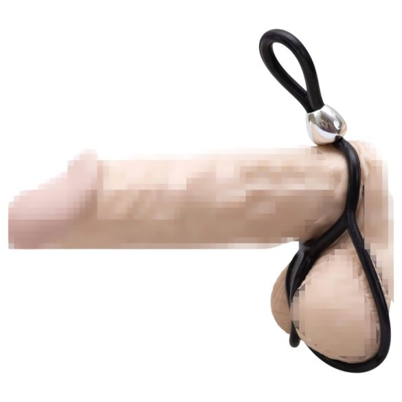 You2Toys - Trostruki, podesivi prsten za penis i testise (crni)