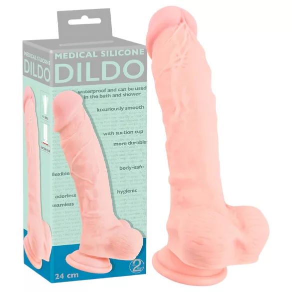 Medicinski silikon dilda (24cm) - prirodna boja