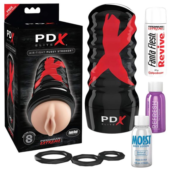 PDX Elite Air-Tight Pussy - Ručna vakumska veštačka vagina (prirodna)
