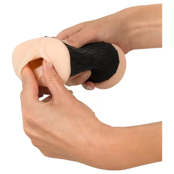 Nature Skin - masturbator za vaginu i anus (prirodno-crna)