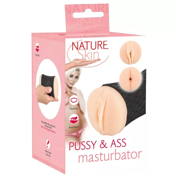 Nature Skin - masturbator za vaginu i anus (prirodno-crna)