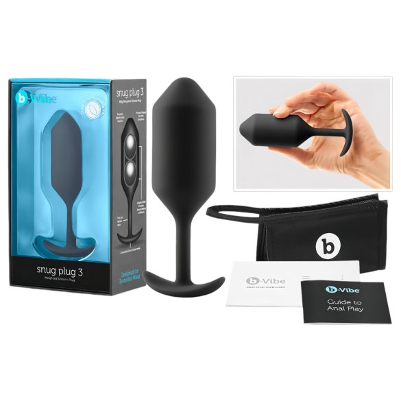 b-vibe Snug Plug 3 - dvostruki analni čep (180g) - crni