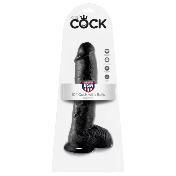King Cock 10 testis dildo (25 cm) - crni