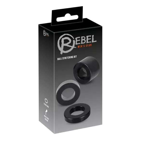 Rebel Ball - Prsten za penis i set za istezanje - (crna)