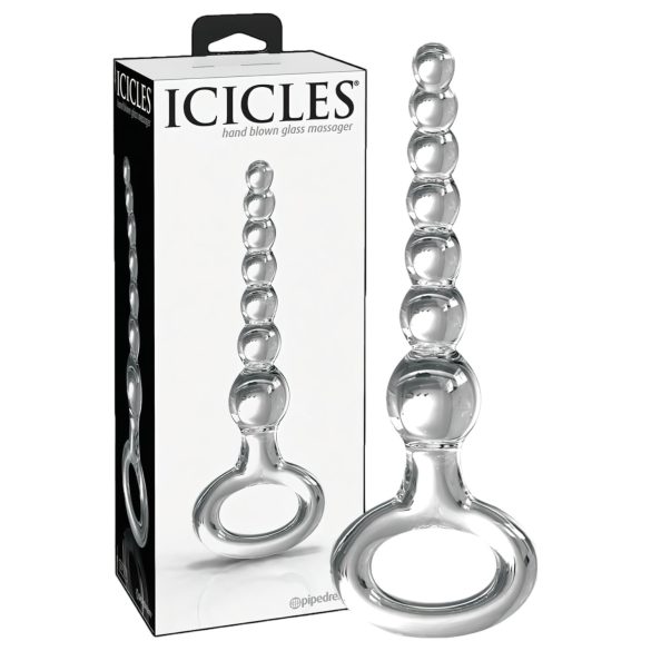 Icicles No. 67 - Stakleni dildo sa kuglicama (prozirni)