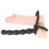 Crni Velvet - analni dildo sa prstenom za penis i muda (crni)