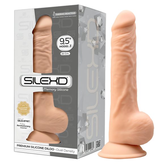 Silexd 9,5 - dildo sa vakumskom bazom - 24cm (prirodan)