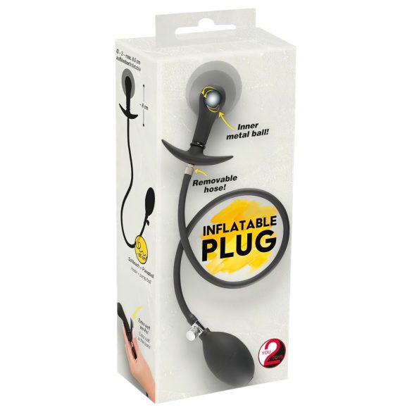 You2Toys - pumpajući analni čep sa kuglicama (crni)