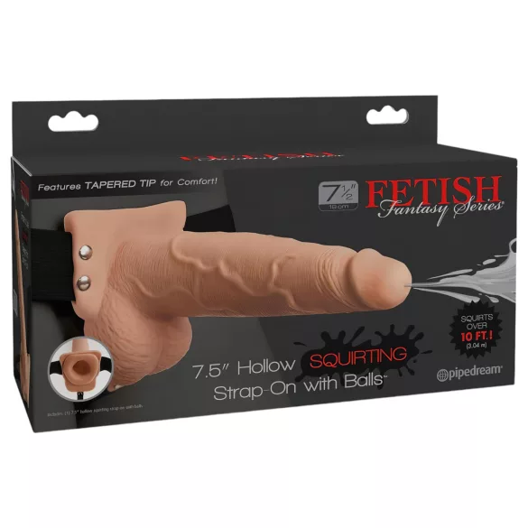 Fetiš Kaiš 7,5 - podešavajući, prskajući dildo (prirodna boja)