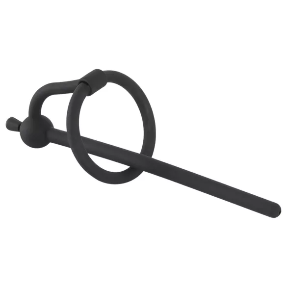 Penis plug od silikona sa prstenom za glavić (0,6 mm) – crni