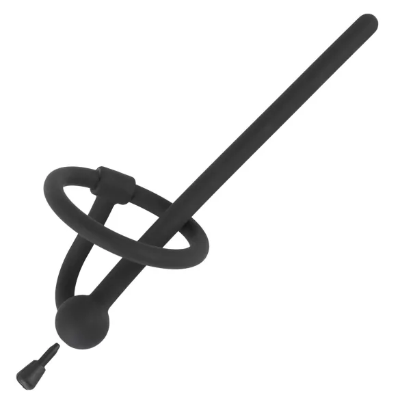 Penis plug od silikona sa prstenom za glavić (0,6 mm) – crni
