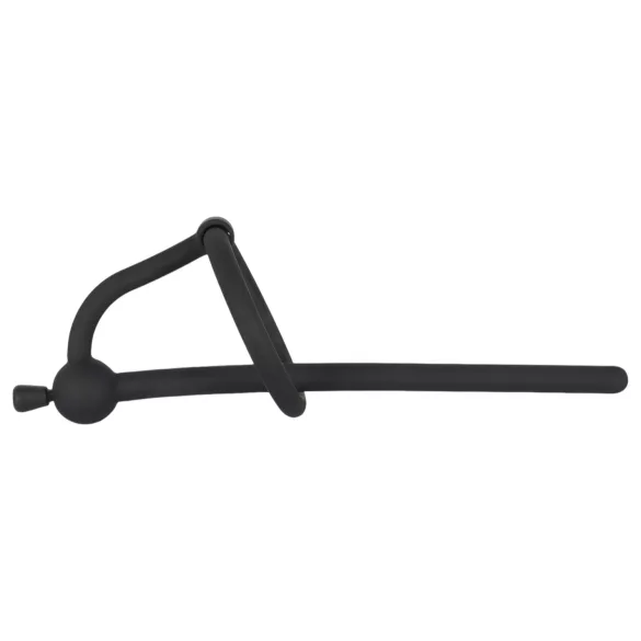 Penis plug od silikona sa prstenom za glavić (0,6 mm) – crni
