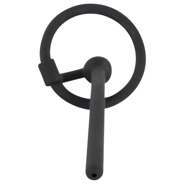 Penis plug od silikona sa prstenom za glavić (0,6 mm) – crni