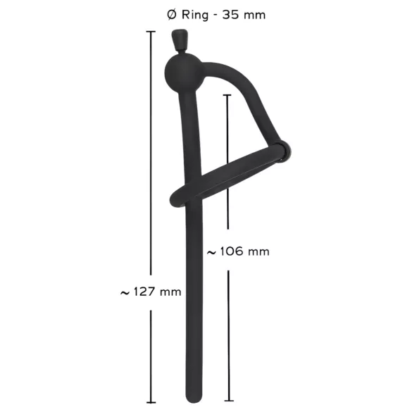 Penis plug od silikona sa prstenom za glavić (0,6 mm) – crni
