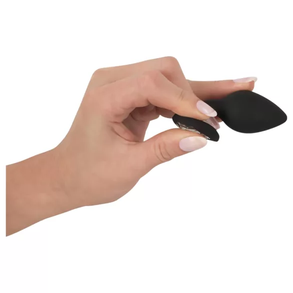 You2Toys Analni Čep - crni čep sa belim kamenom