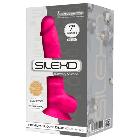 Silexd 7 - Dildo sa vakuumskim držačem, testisi - 17,5cm (roze)