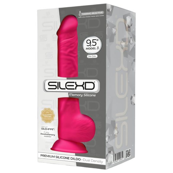Silexd 9,5 - vakuumski dildo sa testisima - 24cm (roze)