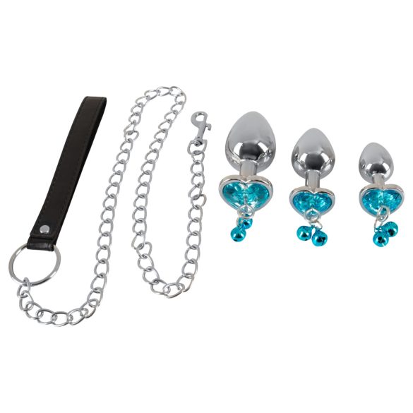 You2Toys - Set analnih čepova + povodac (srebrni)