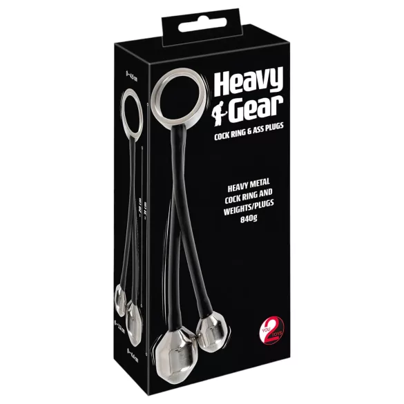 You2Toys Heavy Gear - prsten za penis sa težinom za anal (crna)