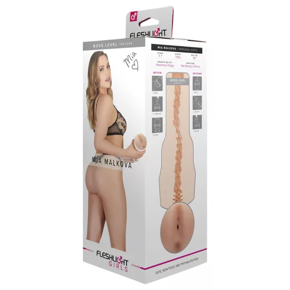 Fleshlight Mia Malkova Boss - realistična guza masturbator (natur)