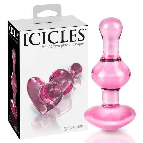 Icicles No. 75 - stakleni analni čep u obliku srca (roze)