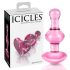Icicles No. 75 - stakleni analni čep u obliku srca (roze)