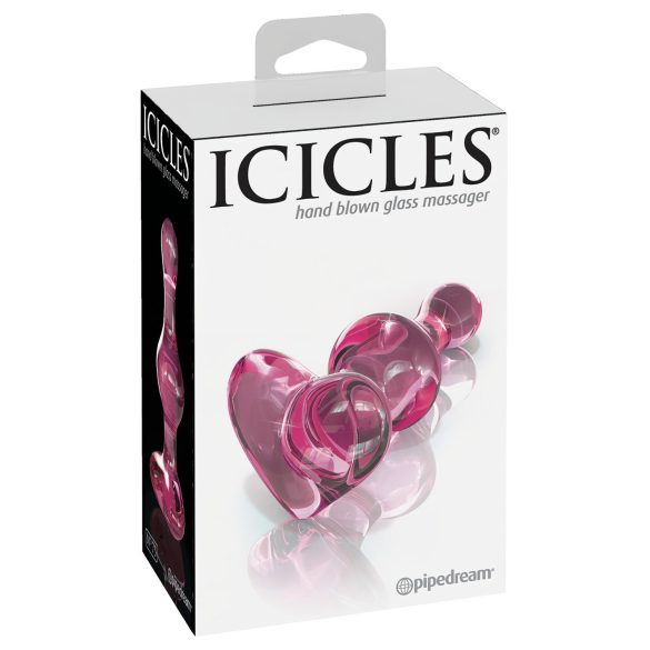 Icicles No. 75 - stakleni analni čep u obliku srca (roze)
