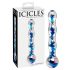 Icicles No. 08 - talasasti dvosmerni stakleni dildo (prozirno-plav)