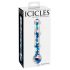 Icicles No. 08 - talasasti dvosmerni stakleni dildo (prozirno-plav)