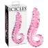 Icicles No. 24 - rebrasti dildo od stakla sa jezikom (roze)