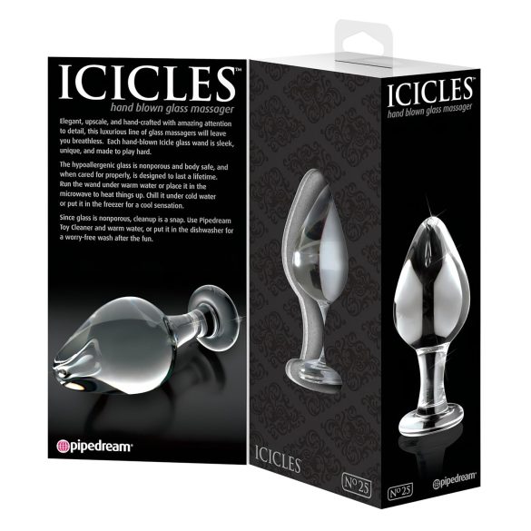 Icicles No. 25 - stakleni analni čep u obliku konusa (prozirni)