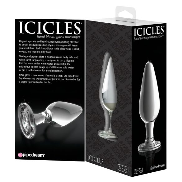Icicles No. 26 - konusni stakleni analni plug (proziran)