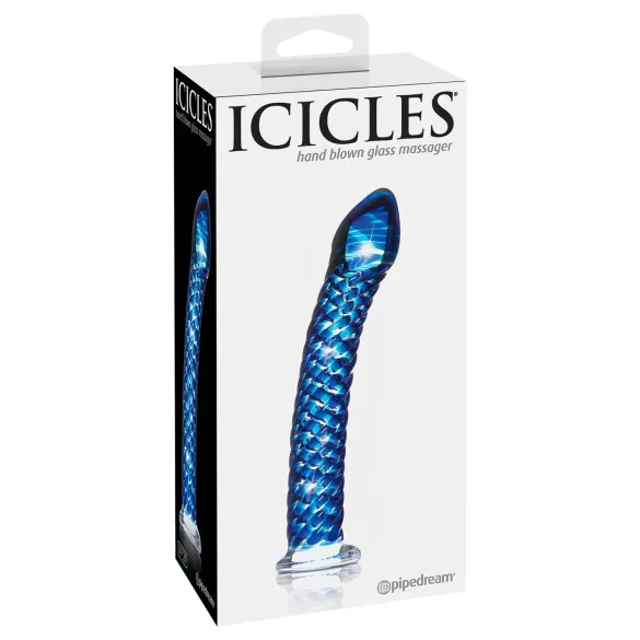 Icicles No. 29 - spiralni stakleni dildo za penis (plavi)