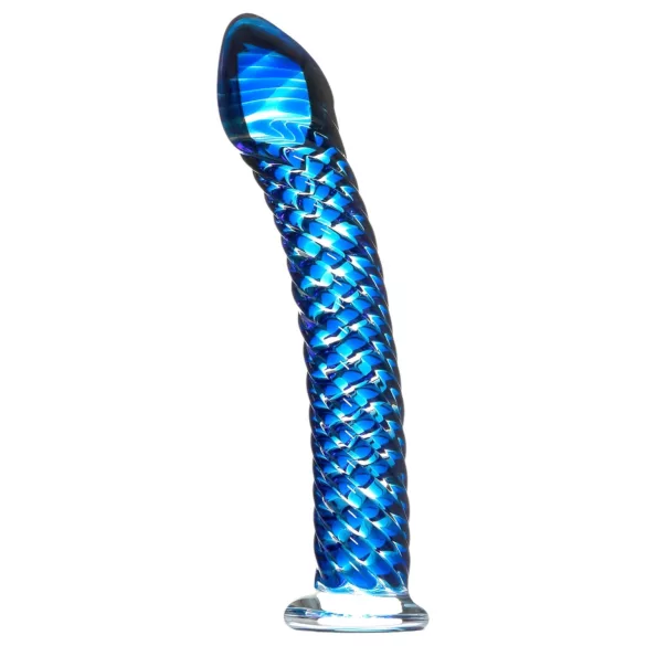 Icicles No. 29 - spiralni stakleni dildo za penis (plavi)